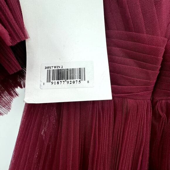 Mac Duggal 20517 Off the Shoulder Tulle A Line Gown Wine Red Size 2 NWT - Picture 12 of 14
